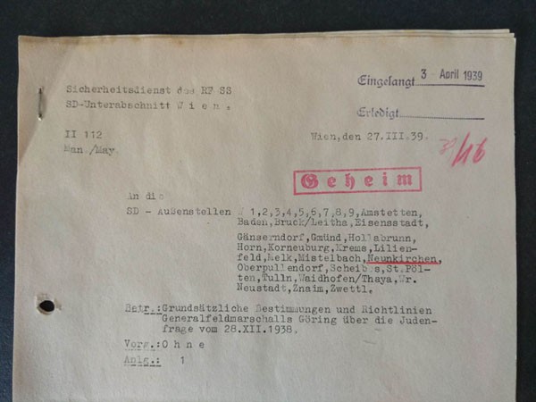 GFM GÖRING RICHTLINIEN ÜBER DIE JUDENFRAGE April 3, 1939